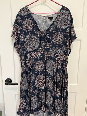 Torrid Navy Floral Tie-Front Fit & Flare dress